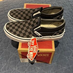 Vans Black and Gray Checkered Kids Sneakers